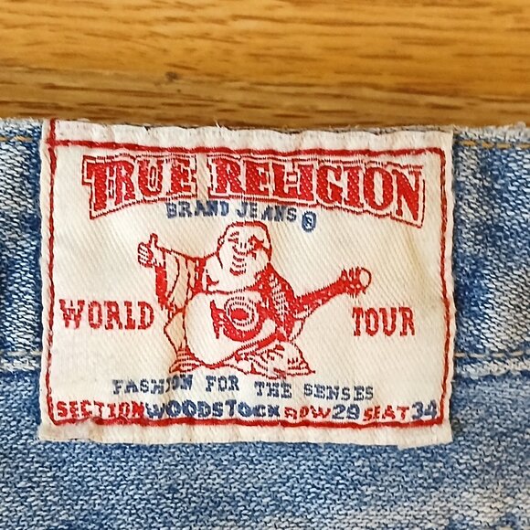 True Religion Woodstock Distressed Flare Jeans Size 29 - Picture 6 of 7